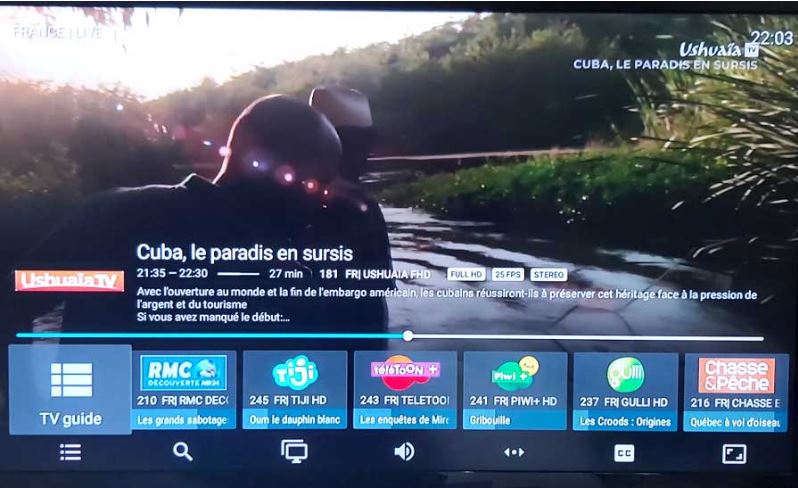 Tivimate Voorbeeld kanaal met IPTV-informatie, logo en EPG